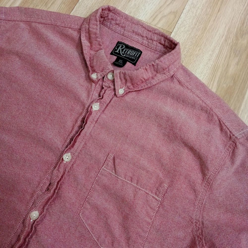 Retrofit Shirt Mens Sz XL Short Sleeve Button Down Cotton Red